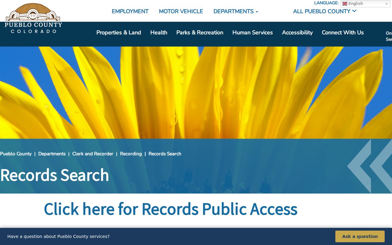 Pueblo County recorded documents search that is not a case search