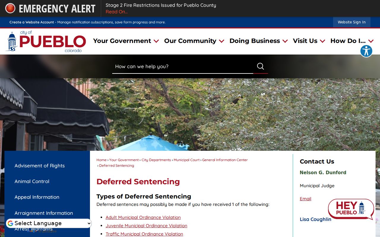 Pueblo court docket certified disposition request instructions