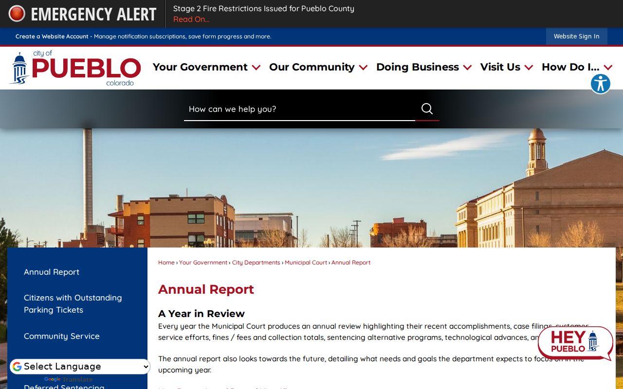 Pueblo court docket municipal annual report archive